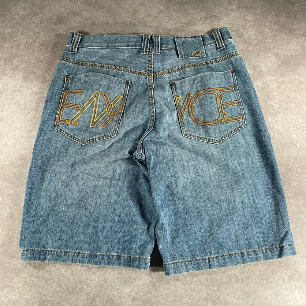 Y2K Vintage Enyce Embroidered Baggy Skate Denim Shorts 36 W